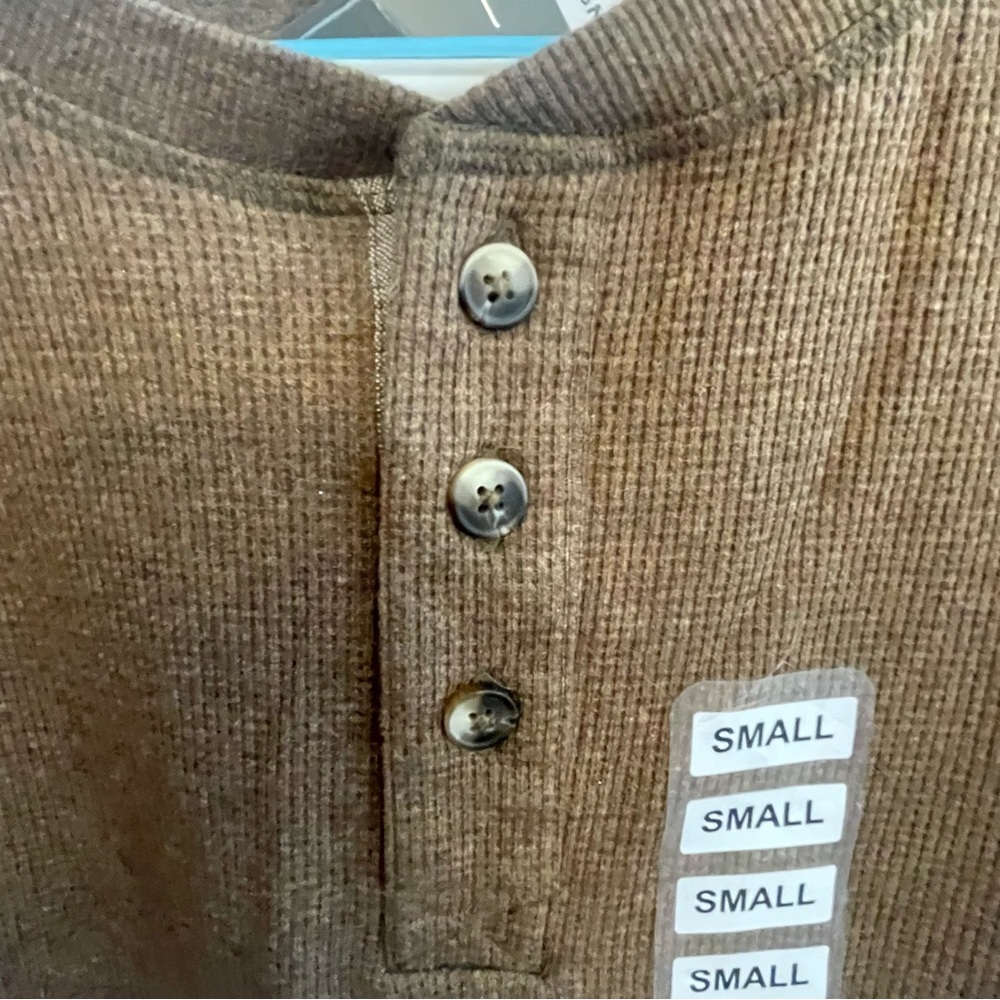 Classic Brown Henley Long Sleeve Shirt - Picture 3 of 6